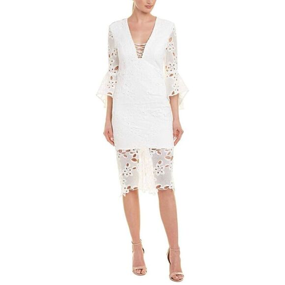 Bardot Women's Indra Ivory Crochet Lace Midi Dress - Picture 12 of 13